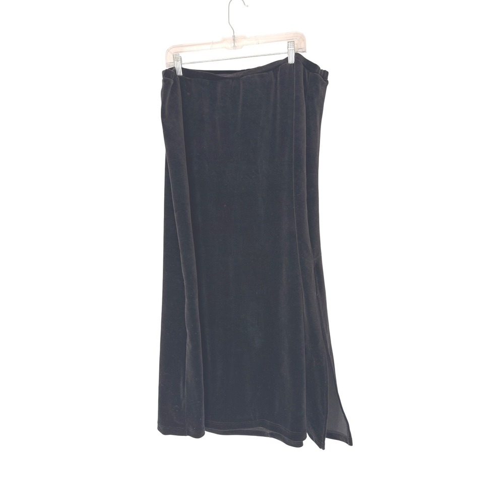 Women's‎ Maxi Skirt Plus Black Velvet Pull On Stretch Vamp Whimsigoth Goth 2X